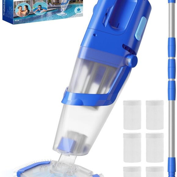 Cordless Handheld Pool Vacuum Cleaner with Telescopic Pole  26.5 GPM Powerful Su - Picture 1 of 8